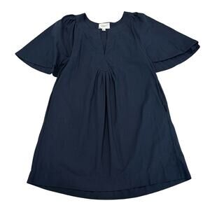 Pomander Place Finley Dress Size M Navy Blue Cotton Flutter Sleeve By Tuckernuck